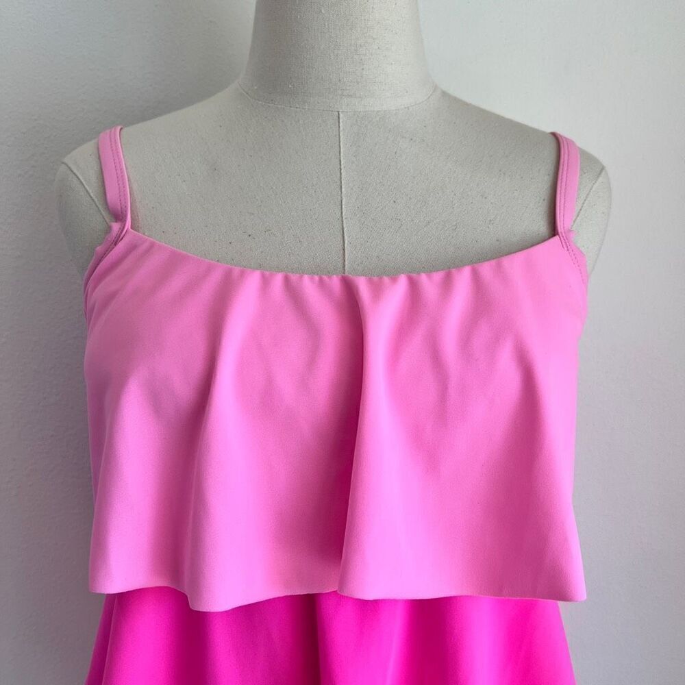 Kim Rogers Ruffled Tankini Top Pink Shades Size  Medium New With Tags - Picture 2 of 14